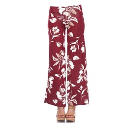 Women's Flower Printed Palazzo Pants Red X Large - White Mark
