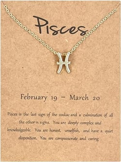 18K Gold-Plated Necklace with Zodiac Sign Letter Pendant – Perfect for Women and Girls, Ideal for 18th Birthday Gift, Measures 18 Inches in Length Pisces