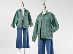 Vintage Wrangler Jean Jacket | Green Acid Wash Denim Oversized Trucker Jacket Unisex M L