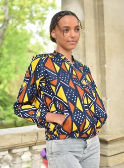 Charlie bomber jacket - Brown bogolan print / Wax jacket, women&#39;s jacket, unisex bombers jacket, colorful bombers jacket, women&#39;s jacket