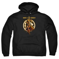 Mortal Kombat 11 Scorpion Flames Unisex Adult Pull-Over Heather Hoodie, Small, Black