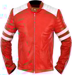 Men's Hybrid Retro Mayhem Club Brad White Stripes Biker Red Synthetic Leather Jacket XX-Large Red