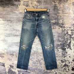 W32 Vintage Levi&#39;s 505 Ripped Light Wash Jeans 90s Womens High Waisted Pants Distressed Levis Stoneewash Denim Levis Mom Jeans Size 32x30