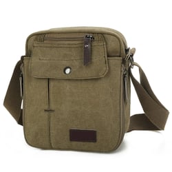 Unisex Canvas Crossbody Bag 8 Pockets Adjustable Strap Lightweight Multi-Color