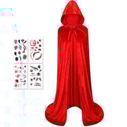 weswose Unisex Adults Hooded Cloak Cape, Red Velvet Cloak Witch Capes Robe for Women Men Halloween Costumes Christmas Cosplay Vampire Wizard(1.5Meters/59Inch)