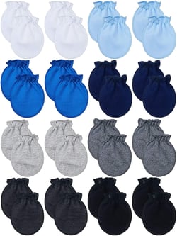 Guuyoo 16 Pairs Newborn Baby Cotton Mittens No Scratch Gloves Unisex Newborn Mittens for baby Boys Girls 0-6 Months
