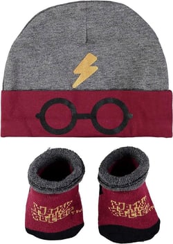 Happy Threads Harry Potter Baby Boys Cap and Bootie Set - Baby Gift Set with Hat and Socks for 0-12 Months (0-12Months)