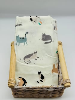XL 100% Cotton Newborn lightweight Swaddle Blanket, Baby Animals, Gauze, Muslin Blanket, Cat themed, Summer Blanket, Breathable, 3 layers