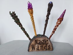 Magical WANDS: Goddess w Purple Crystal, Wood Man, Wizard, Purple Gem, Raven, Golden Pentagram, Grim Reaper or Holder - Ready 2 Go - Bâton