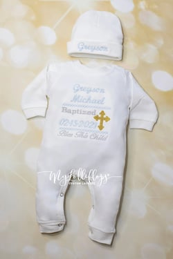 Baby Boy Baptism Boy Clothing Baptism Romper Infant Baby Boy Layette White Cotton Baby Boy  Romper Set with Large Embroidery