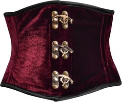 Red Velvet Corset Top for Women, Velvet Bustier Corset Top Steel Boned Body Shaper Lace With Gold Claps Clouse 3X-Large Red