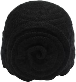 ZLYC Women Winter Knit Beanie Hat Soft Crochet Skullies Beanies with Flower Accent