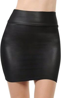 Sweet Hearts Mini Pencil Skirt for Women- Above Knee Basic Basic Bodycon Skirt Made in USA Medium Black Faux Leather