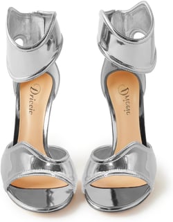 Women's Metallic Pump Open Toe Heel Sandals zipper Dressy Heels Ankle Strap Strappy Heels for Party Wedding Shoes 13 Silver