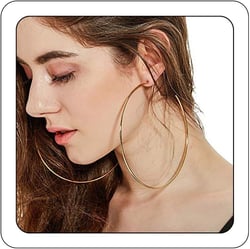 BETHYNAS 110 120mm Gold Large Basketball Hoop Earrings for Women Big Thin Hoop Fashion Round Circle Huggie Minimalist Earrings for Girls - Hypoallergenic & Lightweight