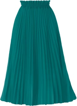 GOOBGS Women's Pleated A-Line High Waist Swing Flare Midi Skirt X-Large Teal