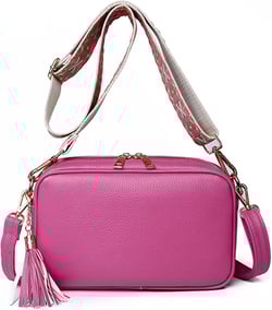Sunshinejing Crossbody Bags for Women Small Shoulder Purse Leather Handbag Camera Bag with Tassels