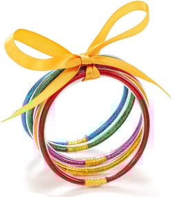 Colorful Glitter Jelly Bangles Multi Rainbow Silicone Bangle Bracelets Sparkly Filled Bracelet Set for Women