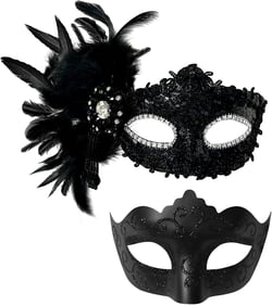 2024 New Feather Masquerade Mask for Women Men Couple