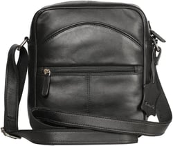Leather Sling Satchel Bag (Black) Leather Crossbody Shoulder Bag for Men and Women 10.5X 9 X 4.5 Inch Approx. Gifts for Him and Her