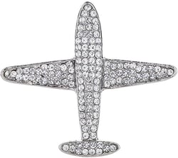 Full Rhinestone Plane Brooch Pin Women Men Suit Overcoat Lapel Pin Crystal Airplane Safty Pin Badges Gift for Aviation Professionals silver