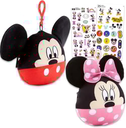 Mickey and Minnie Mouse Plush Keychain Set - Bundle with Mickey and Minnie Soft Zipper Pull Plushie for Kids with Tattoos, More | Mickey and Minnie Mouse Bag Clips Party Favor