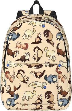 Hairy Ferret Printed Canvas Backpack,Casual Daypacks,Laptop Backpack For Women Men,Lightweight Travel Daypack Black Medium