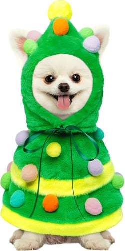 Kuoser Dog Christmas Outfit, Christmas Tree Dog Costume, Christmas Dog Clothes for Small Medium Dogs, Perfect for Xmas Tree-Themed Costume Parties Medium Green