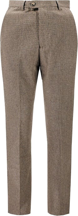 Men’s Houndstooth Tweed Trousers Classic Wool Blend Tailored Fit Suit Pants 38 Brown