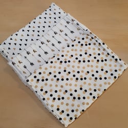 Baby Burp Cloths, Gold, Black mix, Arrows, Unisex. Feeding, Toweling Backed, Set of 3