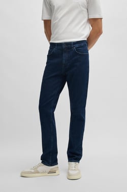BOSS - Delaware slim-fit jeans in indigo-blue stretch denim - Dark Blue