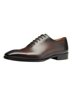 Men Dress Shoes Full Cut Oxford Shoes Genuine Leather Formal Derby Shoes Brown Leather Shoes