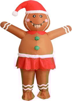 DUOLZ Gingerbread Man Costume Adult,Inflatable Christmas Costume,Gingerbread Costume Adult,Funny Blow up Inflatable Christmas Character Costumes for Women,Xmas Holiday Cosplay Party Mens Blowup Suit