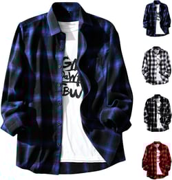 Mens Flannel Plaid Shirts Relax Fit Long Sleeve Button Shirt Lightweight Casual Shirt Jacket Pocket Cowboy Work Shirt