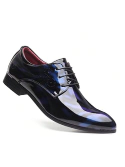 Men's Festival/Graduation Dance Shoes, Large Size British Style Casual/Formal Shoes, Patent Leather Printed Lace-Up Shoes