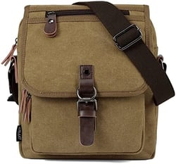 RAVUO Small Messenger Bag, Water Resistant Mens Women Canvas Shoulder Satchel Crossbody Purse for Travel Work Coffee