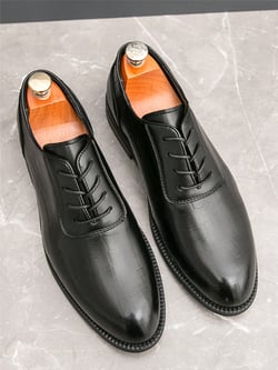 Men's Autumn Soft Bottom Business Formal Alligator Embossed Pointed Toe Dress Shoes, Casual Wedding Groom Photography Studio Leather Shoes, High-End Luxury Black Lace-Up Formal Shoes