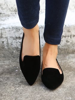 Women's Spring Autumn New Fashionable Versatile Black Shallow Pointed Toe Flat Loafers, Casual Work Wear Slip-On Comfortable Soft Sole Moccasins
