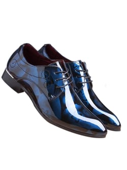 Men Lace Up Oxford Pointed Toe Floral Patent Leather Wedding Casual formal Dress Shoes