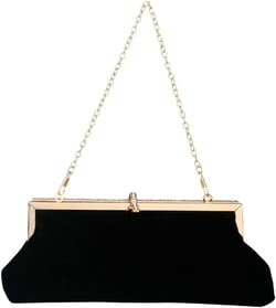 LOGOFUN Velvet Bag Rhinestone Elegant Handbag Women Wedding Party Evening Clutch Bag (Black)