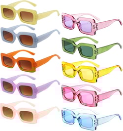 10 Pack Colorful Party Sunglasses Bulk Trendy Rectangle Sunglasses For Women Funky Square Fashion Sunglasses